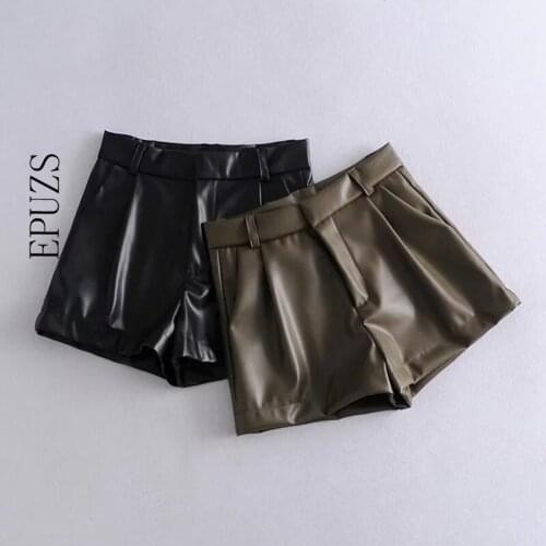 EPUZS Women's Leather Shorts