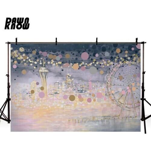 DAWNKNOW Oil Painting Sky Wheel Photography Background Backdrop Drawing Photocall Shoot Children Wedding Photo Studio lv2053