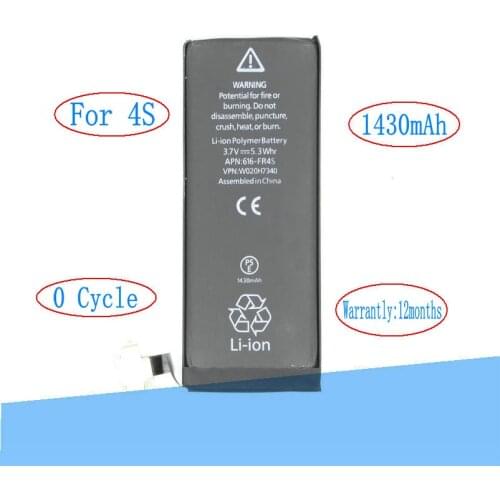 ISkyamS 1x 1430mAh 0 zero cycle Replacement Li-Polymer Battery For iPhone 4S 4 S Accumulator Batteries