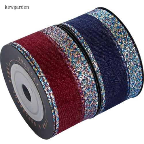 Kewgarden 1" 1.5" 25mm 40mm Color Side Organza Ribbon Handmade Tape DIY Hairbow Accessories Satin Ribbons Packing Webbing 5Meter
