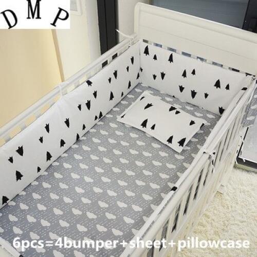 6PCS kids cot Bedding sets baby bumper cot sheet bumper juego de cuna protetor de berco (4bumper+sheet+pillow cover)
