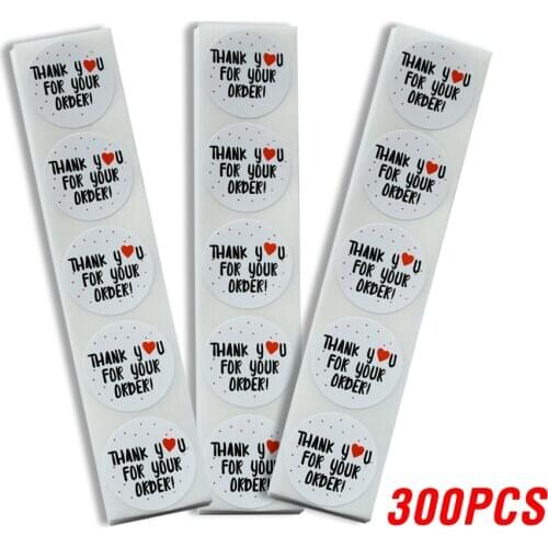 50-500pcs Round Thank You For Your Order Sticker White Labels Sticker Heart Thanks For Shopping Small Shop Handmade Sticker