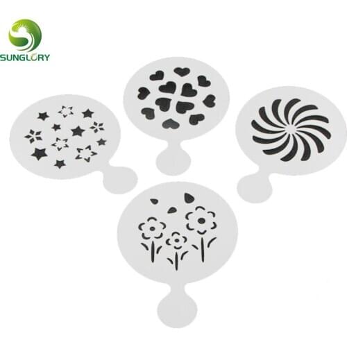 Kitchen Utensils 4PCS Heart Star Flower Cake Stencil Fondant Cupcake Cookie Decoration Stencils Cake Template Molds For Baking