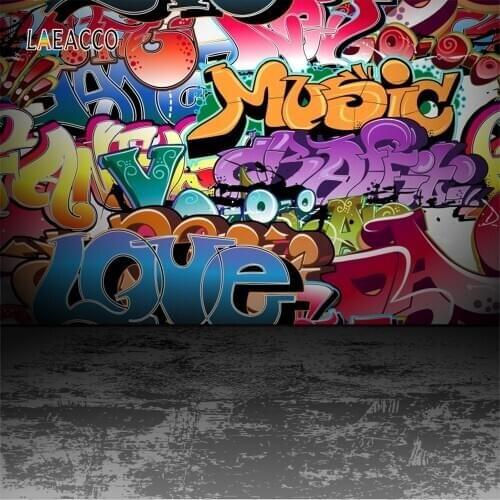 Laeacco Graffiti Brick Wall Floor Photo Backdrop Colorful Painting Baby Portrait Photography Backgrounds For Photo Studio Props