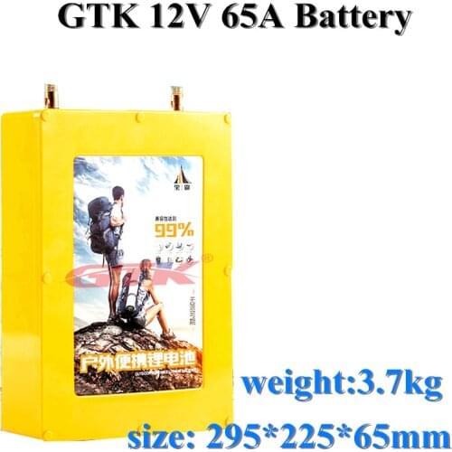 GTK 12v 65A li-ion battery pack for Inverter, mobile phone, laptop, outdoor audio, car refrigerator with bag +charger
