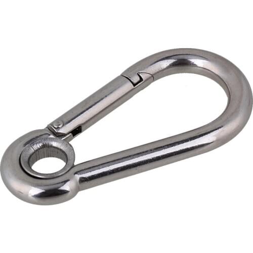 M10 304 Silver Stainless Steel 100mm Spring Hook Eyelet for Outdoor Sports
