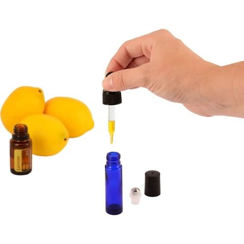 Massage Oil Plastic Black Screw Press Dropper Cover Cap with Glass Pipette For 5/10/15/20/30/50/100ml Essential Oil Bottles