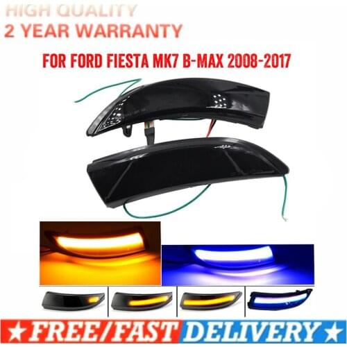For Ford Fiesta B-Max 2008-2017 Flowing Water Blinker Side Mirror Flashing Light Blue LED Dynamic Turn Signal Light