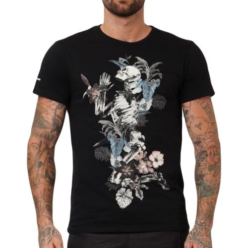 Fashion Flower Skeleton Pray T-Shirt. Cotton O-Neck Short Sleeve Mens T Shirt New Size S-3XL