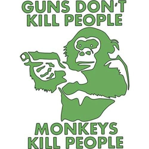 Guns Don't Kill People Monkeys Do Personality Car Sticker Waterproof Anti-UV PVC Car Window Body Decorative Stickers Accessories