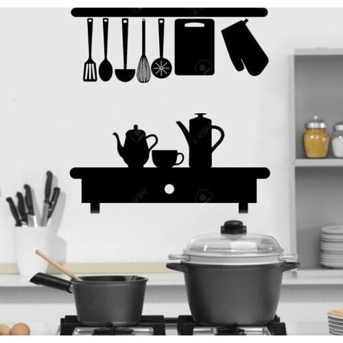 Wall stickers for Kitchen supplies art home decoration Fork food kettles Decal Vinyl restaurant removable wall Decal decor HY479