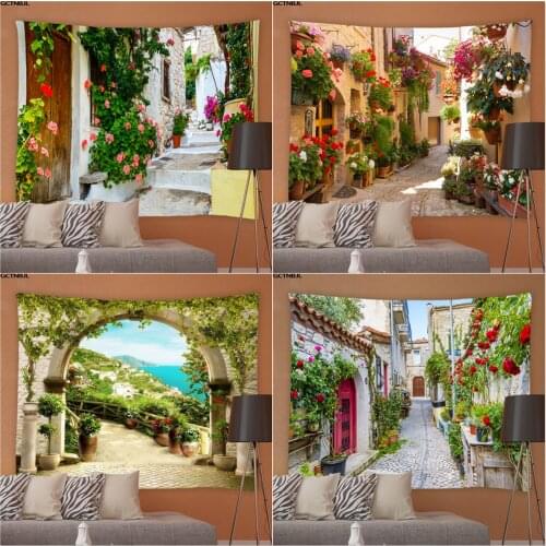 Street Style Wall Hanging Tapestry Flower Plant Landscape Tapestries Living Room Bedroom Background Cloth Tablecloths Decoration