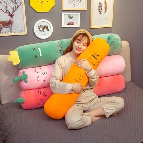 New large size 100/130CM Soft plush pillow Strawberry dinosaur plush pillow carrot plush pillow fruit toy long pillow Girl Gift