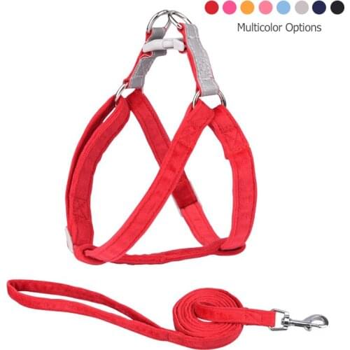 Dog Cat Harness And Leash Set Adjustable Comfort Soft Reflection Solid Color Pet Harnesses for Dogs Walking Runing Pets Supplies
