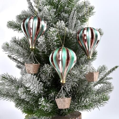 Christmas decorations glass painted special-shaped ball red flower hot air balloon shape pendant window scene layout ornaments