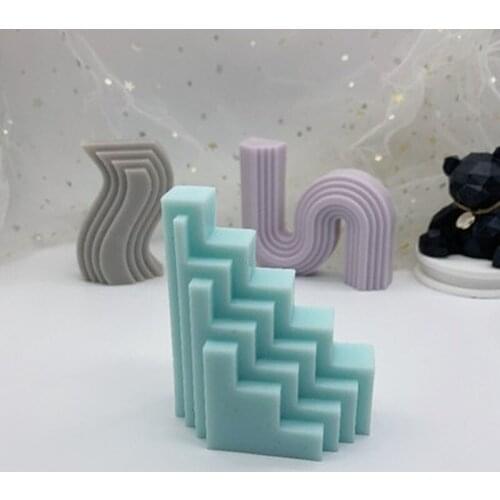 Candle Silicone Mold Simple Shape Geometric Wave Stripe Candle Candle Mold DIY Handmade Soap Mould Home Dec
