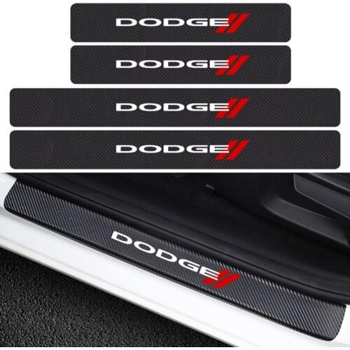 Car Styling 4 Pieces Carbon fiber Door Sill Scuff Door Plate Stickers For Dodge Challenger RAM 1500 Charger Avenger Caliber