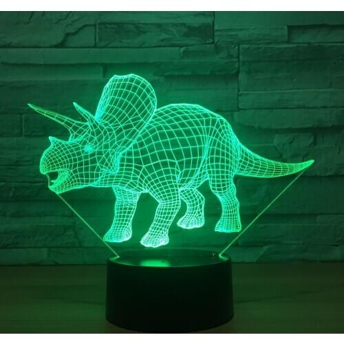 Triceratops 3D Dinosaur Lamp LED Decorative Personality Table Lamp Gift Touch LED Colorful Dry Battery USB Dual-use Power Supply