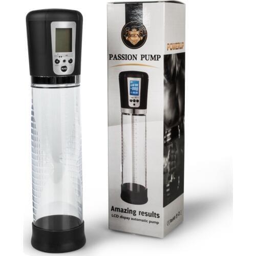 USB Rechargeable Vibrator Male Electronic LCD Display Penis Pump Vacuum Pump Penis Enlargement Automatic Pump Toys For Adults