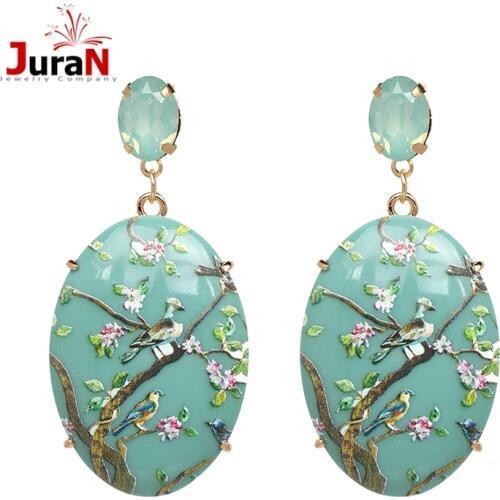 JURAN 2019 Chinese style Bohemia Geometric Bird Statement Dangle Earrings women brand long big Acrylic Dangle earrings Brincos