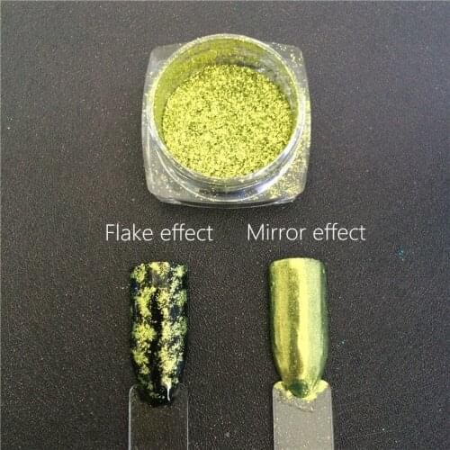 Yellow 1g/5g/10g 2 Way Platinum Foil Flakes Pigment Mirror & Flake Effect Chrome Nail Powder Glitter Sequins Gel Nail Polish DIY
