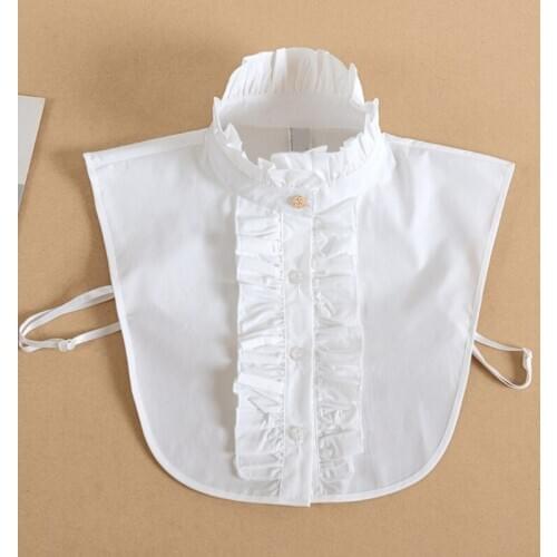 Women Vintage Stand-Up Neck False Collar Lotus Ruffled Victoria Detachable Half Shirt Blouse Dickey Clothes Accessory