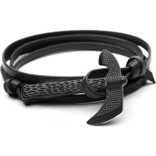 1 Pcs Sell Fashion Strand Bracelets Personality Boat Anchor Black The Axe Rope Chain Bracelet Wrap Metal Sport Hand Catenary
