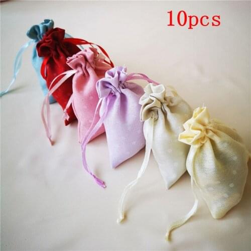 10pcs Party Gift Packaging Bag Christmas Wedding Gifts Makeup Jewelry Storage Bags Home Accessories Cosmetic Polyester Organizer