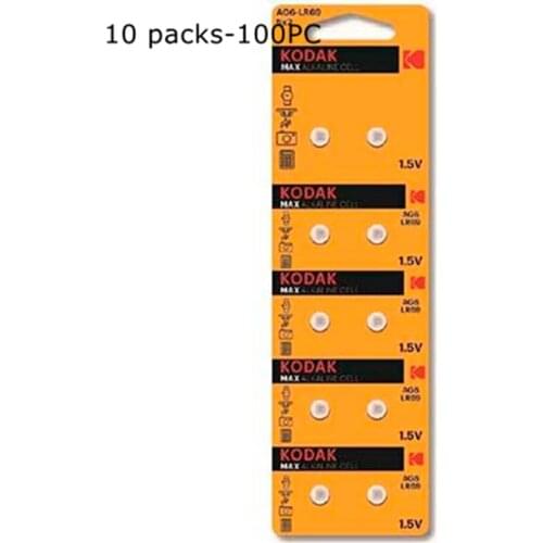 10 packs-100PC KODAK button AG6 10 piece BLISTER pack