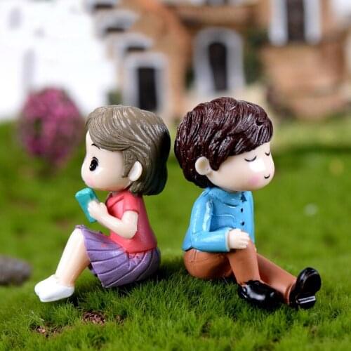 4PCS Cute Little Lovers Miniature Landscape DIY Ornament Home Garden Dollhouse Decor Lovers Couples Ornament Christmas Gift