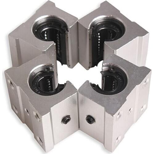 4 x SBR12UU 12mm Aluminum Linear Motion Router Bearing block, silver