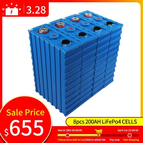 OYE 3.2V 200Ah 8PCS 100% NEW cell CALB LiFePo4 Rechargeable Batteries 12V 24V 48V for Pack Boat Solar Battery