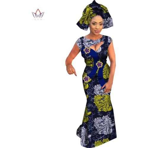 Africa Women Dress 2021 Summer Danshiki Sexy Africa Print Dresses for Women Vestidos Boho Style Long Party Dresses WY7056