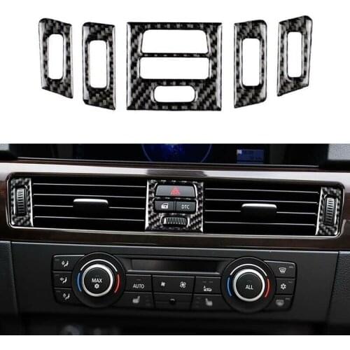 Car Styling Accessory Air Outlet Trim Parts 5pcs Carbon fiber Interior Fit For BMW 3 Series E90 E92 E93 2005-12