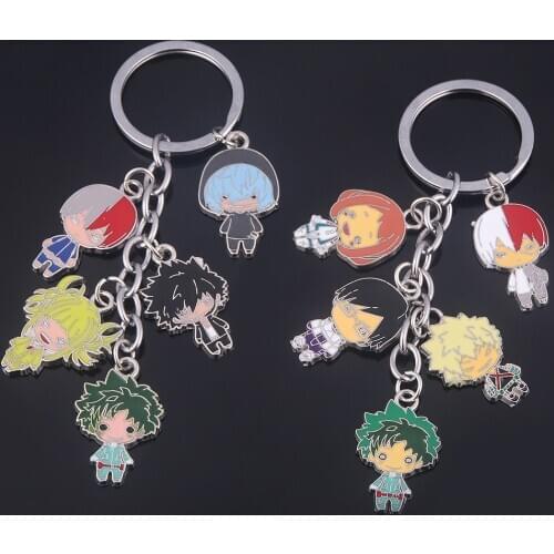 Hot Anime My Hero Academia Keychain Lead Izuku Midoriya Katsuki Bakugou All Might Shoto Todoroki Figure Enamel Keyring Gift
