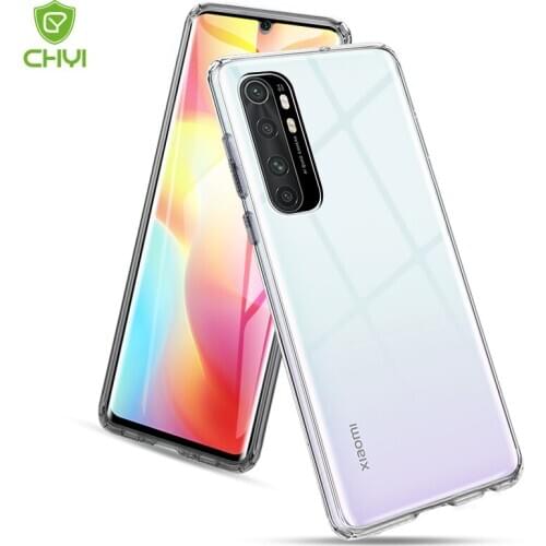 Luxury Transparent Shockproof Phone Case For Xiaomi Mi Note 10 lite TPU Bumper anti-drop with Scratch proof hard back