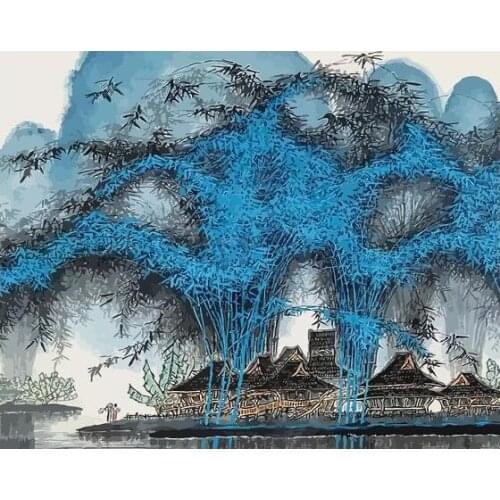 Cioioil-X602 Ink tree landscape scenery painting DIY oil painting by numbers for home decor unique gift