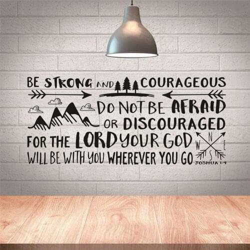Quote of Bible Verse Joshua 1:9 Wall Sticker Be Strong and Courageous Wall Decals For Boy Kids Room Vinyl dw20329