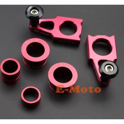 CNC Billet Front & Rear Wheel Hub Spacers W/ Rear Chain Adjuster For CR125R CR250R CRF250R CRF250X CRF450R 450X Motorcycle