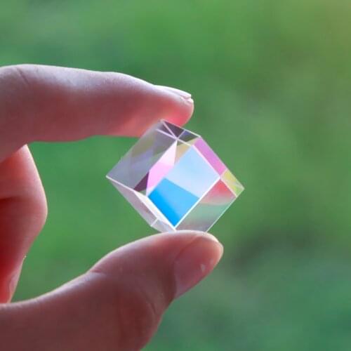 Color Glass Cube Prism 10mm Rainbow Glass Laser Cube Prism for Photography Home Accessories Birthday Gift