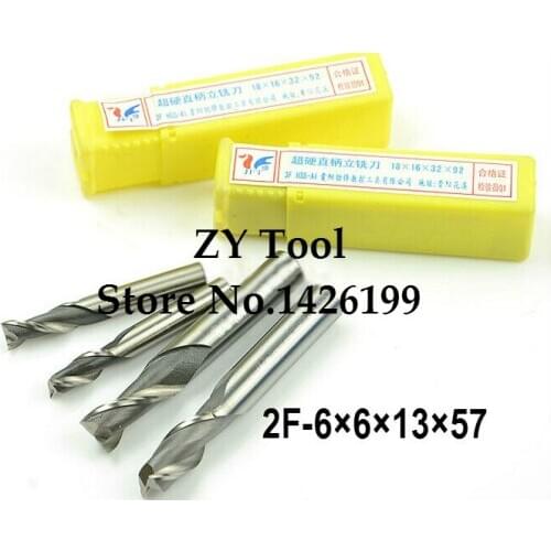 High Quality 5pcs End Mill 6.0mm Two 2 Flute HSS & Aluminium End Mill Cutter CNC Bit, Milling tools,6.0*6*13*57