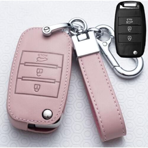 Leather Car Key Cover Key Case for Kia KX3 KX5 K3S RIO Ceed Cerato Optima K5 Sportage R Sorento Car Styling Protect Ring