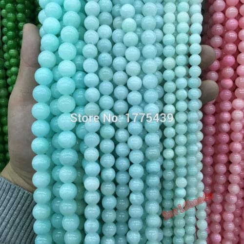 Free Shipping Wholesale 6mm 8mm 10mm 12mm Natural Stone Blue Jadee amazonite round Beads For Bracelet Necklace Jewelry Making