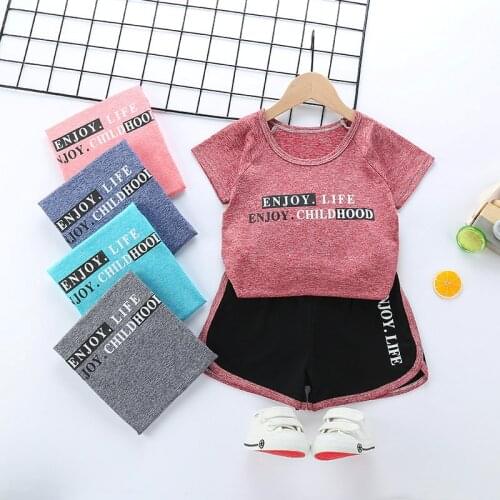 Summer New Children Quick-drying Clothes T-shirt Boys and Girls Sports Suits Fashion Casual Letters Sleeveless Two-piece Suit