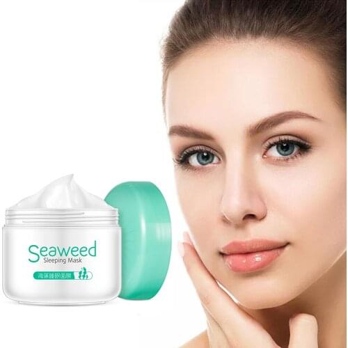 120g Seaweed Sleeping Mask Brighten Skin Tone Cream Moisturizing Shrink Pores Repair Acnes Scar Dark Spot Facial Care Products