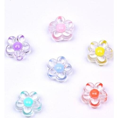 Fashion 12MM Mix Color DIY Loose Flower Clear Acrylic Beads Popular Accessory 100 Pieces y15778