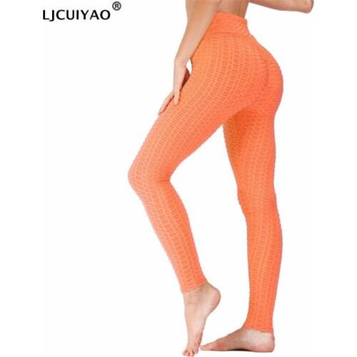 LJCUIYAO Fashion Jacquard High Waist Seamless Leggings Push Up Sport Women Fitness Running Pants Hot Sale Fitness Workout Female