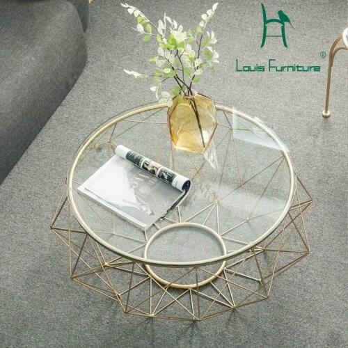 Louis Fashion Coffee Tables Nordic Modern Circular Tea Living Room Iron Art