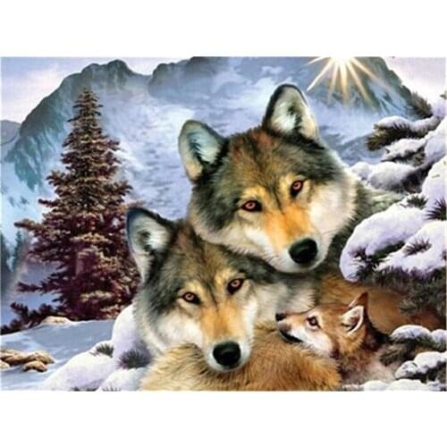 Wolf Animal Winter DIY Cross Stitch Embroidery 11CT Kits Craft Needlework Set Printed Canvas Cotton Thread Home Sell