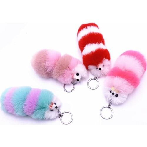 New Creative Cartoon Keychain Plush Cute Student Bag Pendant Fur Fur Ball Car Key Chain Accessories Small Gifts K4183